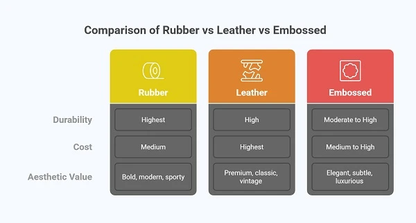 Comparison of Rubber vs Leather vs Embossed
