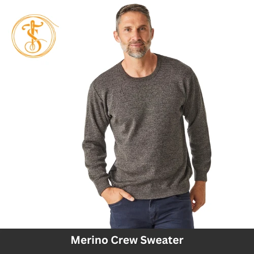 Men's Mid-Weight Merino Wool Crew Neck Sweater