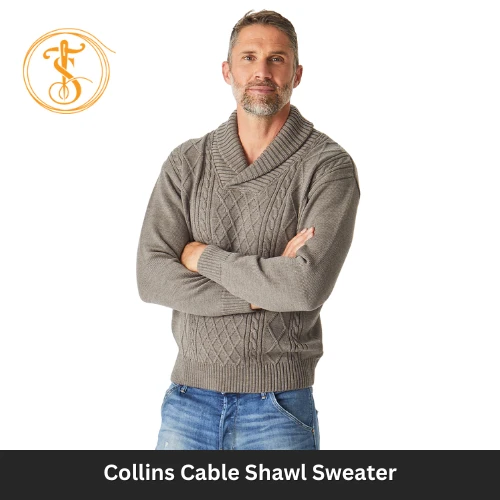 Men's Heavyweight Cable Knit Shawl Collar Sweater