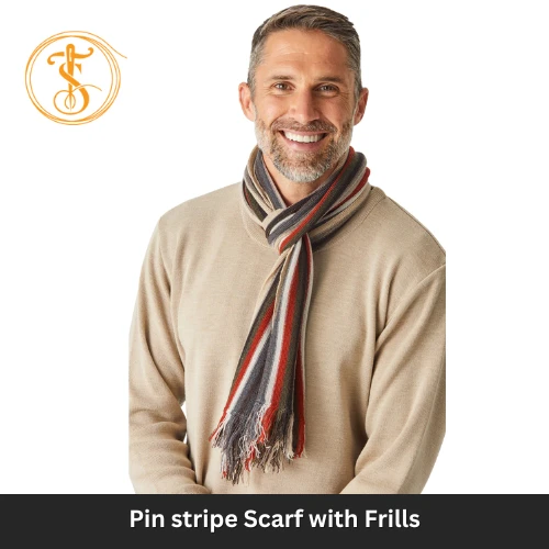 Elegant Pinstripe Frill Scarf