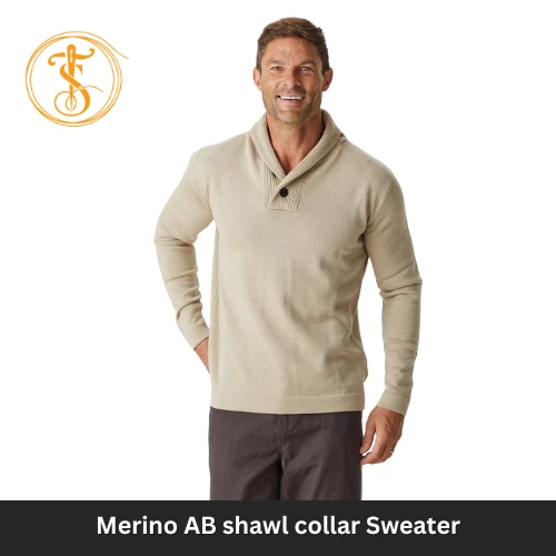 Men's Merino Wool Shawl Collar Sweater