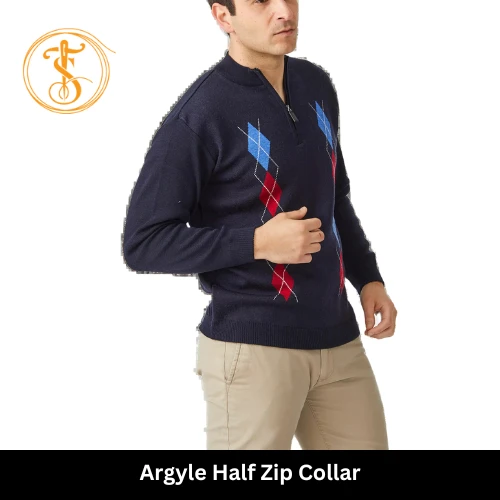 Classic Argyle Half-Zip Sweater