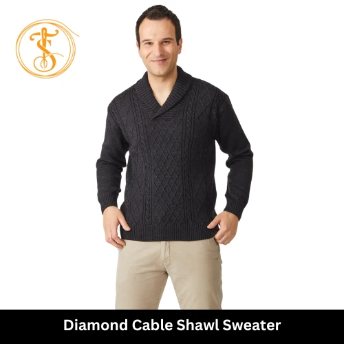 Diamond Cable Shawl Sweater